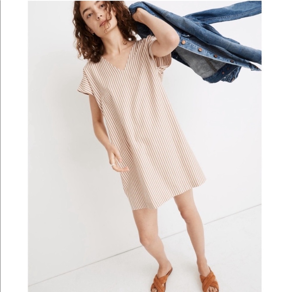 MADEWELL Button Back Easy Striped Mini Dress
